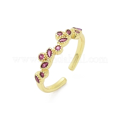 Flower Brass Glass Cuff
 Rings for Women&nbsp;RJEW-S400-01G