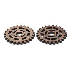 ウォールナットウッドペンダント  ギアチャーム  キャメル  27.5x2.5mm  穴：5.5mm&nbsp;WOOD-F013-10