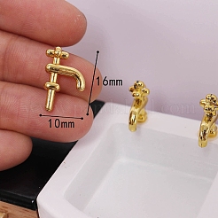 合金製蛇口ミニチュア装飾品  マイクロランドスケープホームドールハウスアクセサリー  小道具の装飾のふりをする  ゴールドカラー  16x10mm&nbsp;PW-WG16176-01