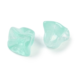 透明スプレーペイントガラスビーズ  花  ミディアムアクアマリン  10.5x10.5x10.5mm  穴：1.6mm&nbsp;GLAA-H035-03I