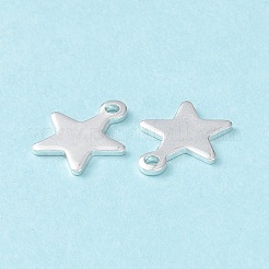 304ステンレススチールチャーム  スター  銀  10x8x0.8mm  穴：1.4mm&nbsp;X-STAS-L234-069S