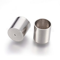変色しにくい201ステンレススチールコードエンド  エンドキャップ  コラム  ステンレス鋼色  10x9mm  穴：0.8mm  内径：8mm&nbsp;STAS-O118-68P
