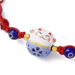 Adjustable Lanmpword Evil Eye Braided Bead Bracelet&nbsp;BJEW-JB11059-02