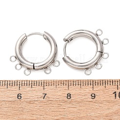 304ステンレススチールフープピアス金具  ラウンド  5ループ付き  長持ちメッキ  ステンレス鋼色  19x21x3mm  穴：1.8mm&nbsp;STAS-D183-02F-P
