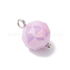 ガラスと真鍮のペンダント  ラウンド  多面カット  ミックスカラー  12x8mm  穴：1.8mm&nbsp;PALLOY-JF04648