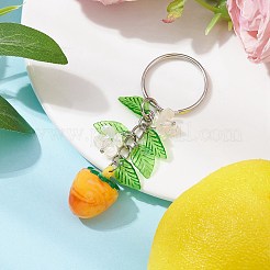 フルーツ&リーフのアクリルペンダントキーホルダー  アイアンキーホルダーリング付き  混合図形  ミックスカラー  7.25~7.8cm  5個/セット&nbsp;KEYC-JKC00680