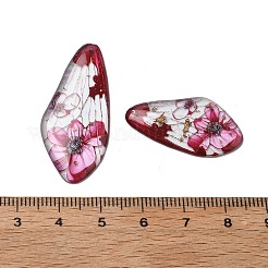 透明エポキシ樹脂製蝶の羽ペンダント4個  金箔＆グリッターパウダー入り  ショッキングピンク  29.5~40x15~17x2~2.5mm  穴：1.1mm&nbsp;RESI-C057-07B