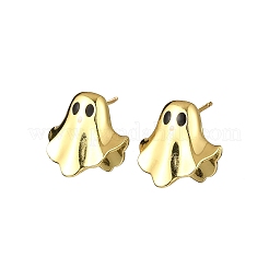 Ghost Brass Stud Earrings&nbsp;EJEW-B149-01G-02