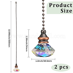 ダイヤモンドガラスチャーム付きシーリングファンプルチェーンエクステンダー  鉄ボールチェーン付き  クリアAB  330mm&nbsp;HJEW-WH20003-33B