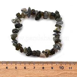ユニセックスチップナチュラルラブラドライトビーズストレッチブレスレット  内径：1-3/4~2インチ（4.5~5cm）&nbsp;BJEW-S143-19