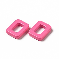 スプレー塗装された201ステンレス鋼の連結リング  長方形  ショッキングピンク  9.5x7.5x2mm  内径：4x5.5mm&nbsp;STAS-G304-06D