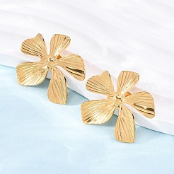 女性用304ステンレススチールスタッドピアス  花  ゴールドカラー  30.5x33.5mm&nbsp;EJEW-K306-20G