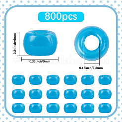 プラスチックパールビーズ800個  バレル  ディープスカイブルー  9x6mm  穴：3.8mm&nbsp;KY-SP0001-53E