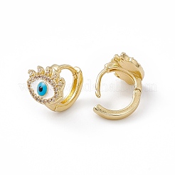 Clear Cubic Zirconia Evil Eye Hoop Earrings with Enamel&nbsp;EJEW-I270-12G-05