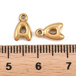 304ステンレスペンダント  文字a~zのチャーム  イオンプレーティング（ip）  ゴールドカラー  9.5~10x2.5~9x2.5mm  穴：1.2mm&nbsp;STAS-S186-12-G01