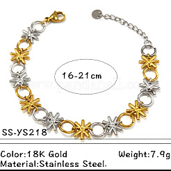 Two Tone 304 Stainless Steel Link Chain Bracelets for Women&nbsp;WG612EC-01