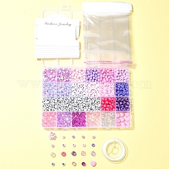 DIY アクリル & プラスチック ビーズ ブレスレット 作成キット  スミレ  7x3mm  穴：1.5mm&nbsp;DIY-FS0006-47