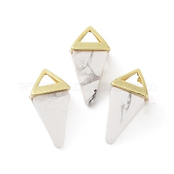 天然＆合成混合原石のペンダント  金メッキの真鍮製金具が付いた三角形のチャーム  18.5mm  穴：2x3mm&nbsp;G-A222-02G