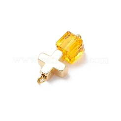 8Pcs 2 Colors Brass Glass Charms&nbsp;PALLOY-JF04528