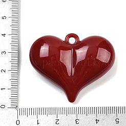 不透明アクリルエナメルペンダント  ハート  暗赤色  36x44x14.5mm  穴：3mm&nbsp;OACR-B036-12C