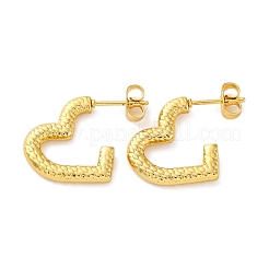 女性用304ステンレススチールスタッドピアス  イオンプレーティング（ip）  18KGP本金メッキ  ハート  17.5x23.5x3mm&nbsp;EJEW-L296-032G-02