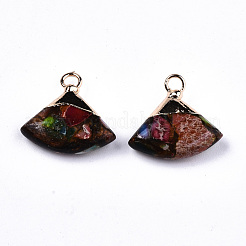 Fan Assembled Synthetic Bronzite and Regalite/Imperial Jasper Pendants&nbsp;G-N330-024-D04