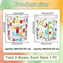 2個 2スタイル ガラスクリスタルカップ  コラム  ミックスカラー  81~82x84.5~89mm  内径：75~75.5mm  容量：300ml（10.15fl.oz）  1個/スタイル&nbsp;AJEW-GA0007-39