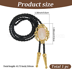 Natural Rose Quartz  with PU Leather Lariat Necklace&nbsp;NJEW-WH20010-02D