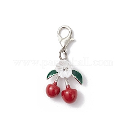 Alloy Enamel Cherry Pendant Decorations&nbsp;HJEW-JM04104