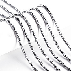 電気メッキガラスビーズ連売り  多面カット  ロンデル  プラチナメッキ  2mm  穴：0.5mm  約192~194個/連  12.99~13.39インチ（33~34cm）&nbsp;EGLA-S174-23D-06