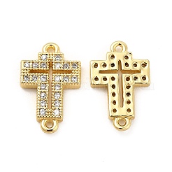 Brass Micro Pave Clear Cubic Zirconia Connector Charms&nbsp;KK-E068-VB330