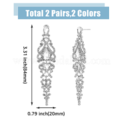 2 Pairs 2 Colors Rhineston Flower Dangle Stud Earrings&nbsp;EJEW-FI0002-43
