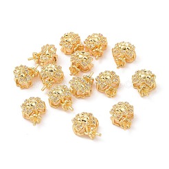 真鍮フラワーカップペグベイル  クリスタルラインストーン付き  18KGP本金メッキ  13x10x5.2mm  ピン：1mm&nbsp;KK-A179-05G
