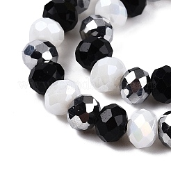 透明ガラスビーズ連売り  多面カット  ロンデル  ブラック  8x6.5mm  穴：1mm  約64~66個/連  15.55~16.8''（39.5~42センチメートル）&nbsp;GLAA-T023-09A
