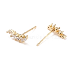 Clear Cubic Zirconia Leaf Stud Earrings&nbsp;EJEW-C029-01G