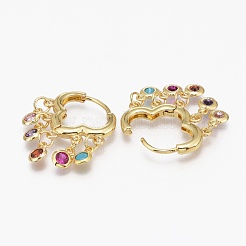 Brass Micro Pave Cubic Zirconia Huggie Hoop Earrings&nbsp;EJEW-L231-56G