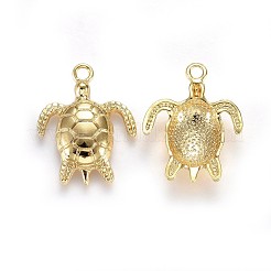 合金ペンダント  鉛フリー＆ニッケルフリー＆カドミウムフリー  ウミガメ  14KGP本金メッキ  23.5x30x3mm  穴：3mm&nbsp;X-TIBEP-A040-032G-NR