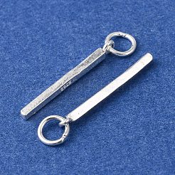 925スターリングシルバーペンダント  長方形のスティックチャーム  スタンプ925個付き  銀  21.5x1.5x1.5mm  穴：3.7mm&nbsp;STER-K187-02S