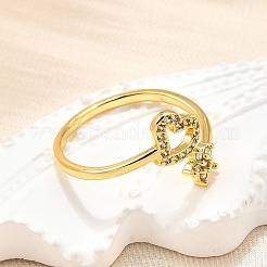 Brass Micro Pave Clear Cubic Zirconia Cuff Rings for Women&nbsp;RJEW-H247-01G