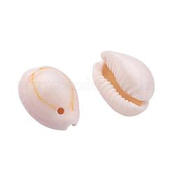 天然カウリーシェルビーズ  オーバル  貝殻色  10~18x9~12x3~8mm  穴：1~2mm  約120~150個/箱&nbsp;BSHE-X0006-01