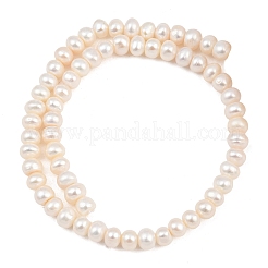天然養殖淡水パールビーズ連売り  ロンデル  グレード5 A  フローラルホワイト  7~8mm  穴：0.2mm  約65~67個/連  14.96''（38センチメートル）&nbsp;PA-CBAFEE8-17I