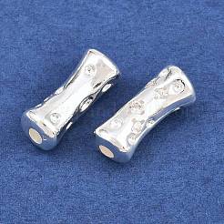 真鍮マイクロペーブクリアキュービックジルコニアビーズ  ドットのある列  銀  16x6mm  穴：2.2mm&nbsp;KK-Z162-21S