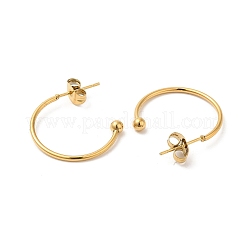 304ステンレススチールスタッドピアス  ハーフフープイヤースタッド  18KGP本金メッキ  19.5x3x20mm&nbsp;EJEW-H134-02C-G