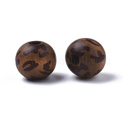 Printed Natural Wood Beads&nbsp;WOOD-R266-03