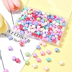 200個の不透明なアクリルビーズ  染め  ABカラー  多面カット  スター  ミックスカラー  10x11x7mm  穴：2mm  200pc&nbsp;TACR-FS0001-50