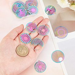 24Pcs 6 Style Ion Plating(IP) 201 Stainless Steel Filigree Pendants&nbsp;STAS-UN0033-12