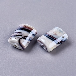 手作りランプワークビーズ  パールカラーの  長方形  ブラック  20x15x8mm  穴：2mm&nbsp;X-LAMP-R530-1