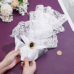 ポリエステルドレススリーブ1枚  女性用ウェディングパーティー用レースリストカフ  ホワイト  280x460x10.5mm&nbsp;AJEW-HY0002-20
