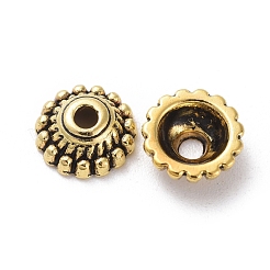 チベットスタイルの合金キャップ  カドミウムフリー＆ニッケルフリー＆鉛フリー  アンティーク黄金  8x3mm  穴：2mm&nbsp;GLF1235Y-NF
