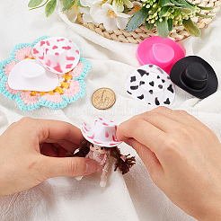 20個 5スタイル プラスチック製 ミニ ウエスタン カウボーイ カウガール ハット  ミニかわいい人形帽子パーティードレス帽子人形装飾用  ミックスカラー  54x46x16mm  4個/スタイル&nbsp;DOLL-CP0001-05